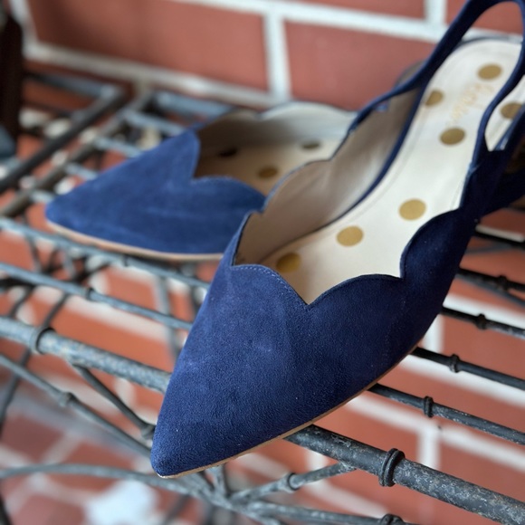 NWT BODEN Lillian Slingback Pointed Toe Scalloped Flats |Navy | Size 8 - Picture 3 of 12